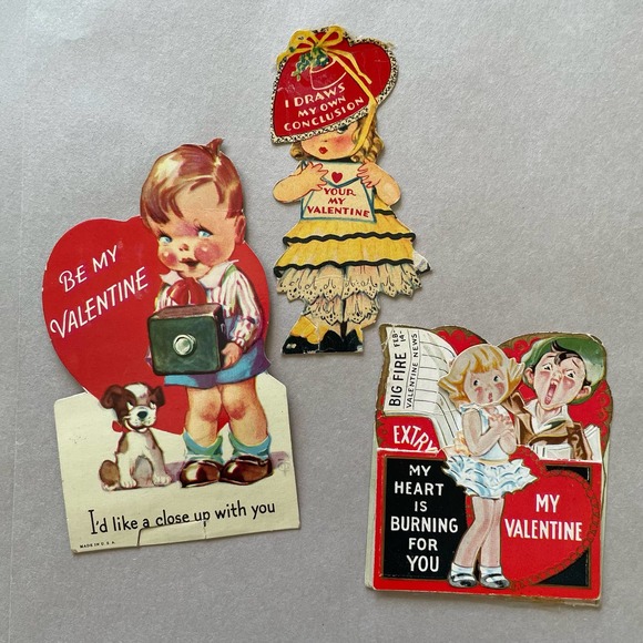 Lot of Vintage 1930s 1940s Valentines Day Cards Kitschy Cute - Picture 9 of 10